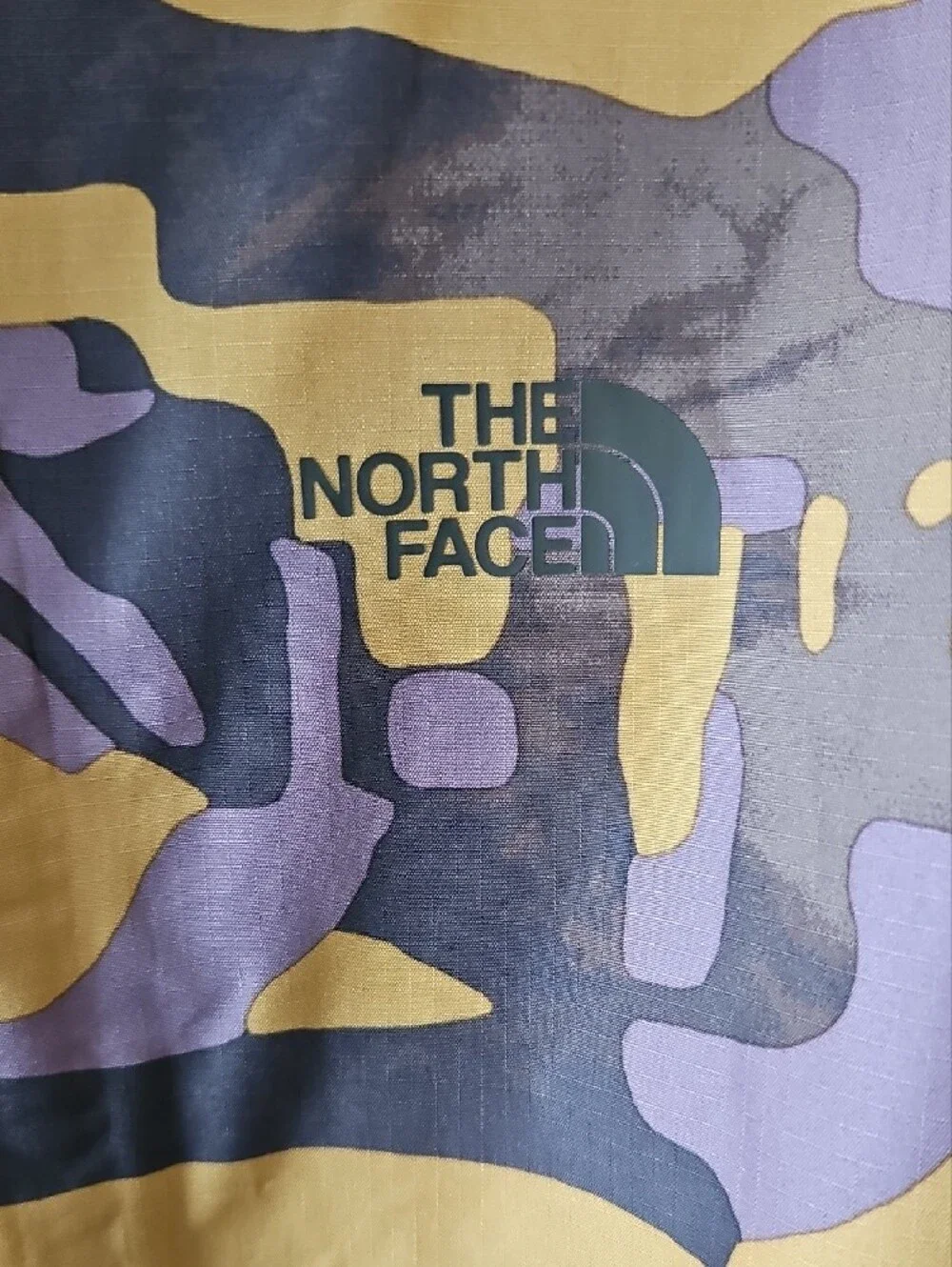 The North Face Yellow & Green, Brown Camo Hooded Windbreaker